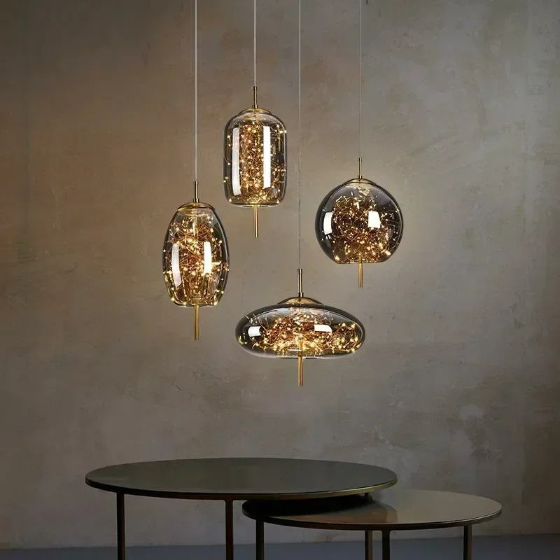 Nordic Net Red Bedside Chandelier Light