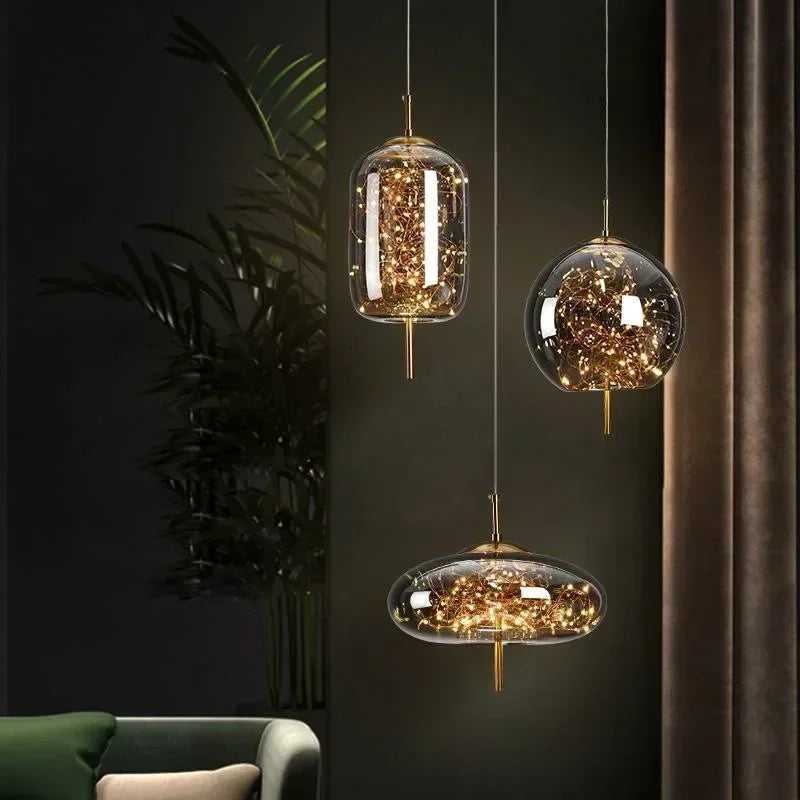 Nordic Net Red Bedside Chandelier Light