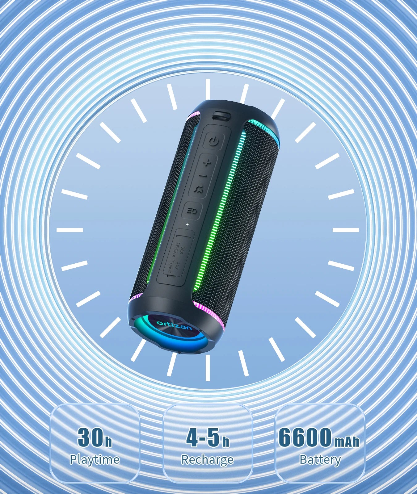 X30 Portable Bluetooth Speakers Bass Boost 40W Powerful Wireless IPX7 Waterproof Speaker with 6600Mah Battery USB/TF/AUX
