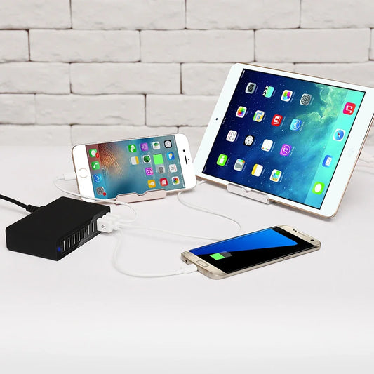 USB Charger 60W 10-Port Station Desktop USB Rapid Charger for Smart USB Charger for Multiple Devices Smart Phone Tablet Laptop