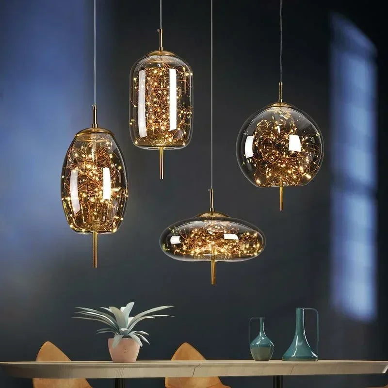 Nordic Net Red Bedside Chandelier Light