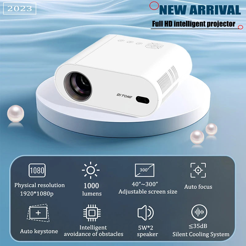 Projector 4K Android with Dual Wifi 6 and Bluetooth Auto Keystone Auto Focus Home Theatre HD Native 1080P Outdoor Movie