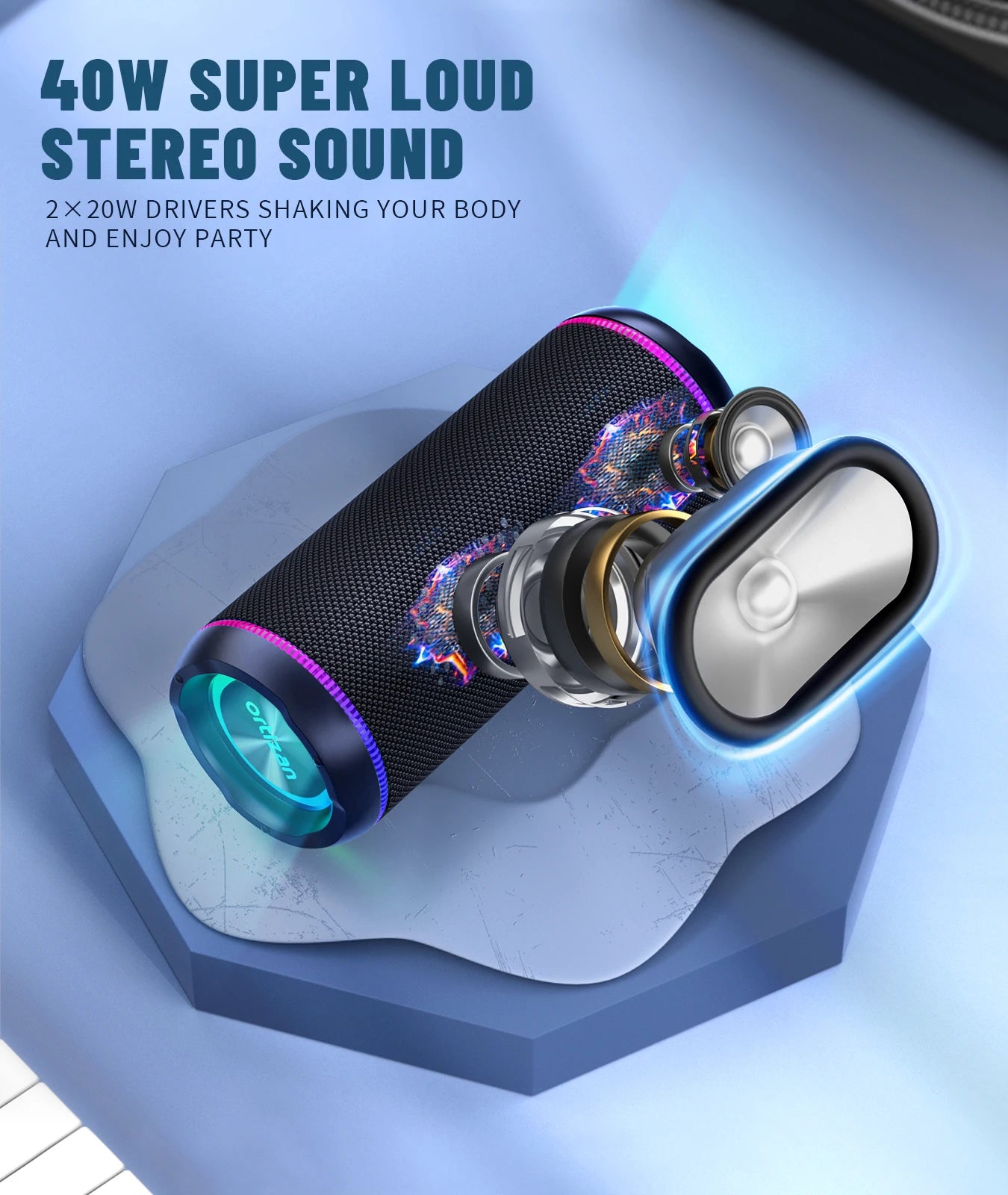 X30 Portable Bluetooth Speakers Bass Boost 40W Powerful Wireless IPX7 Waterproof Speaker with 6600Mah Battery USB/TF/AUX