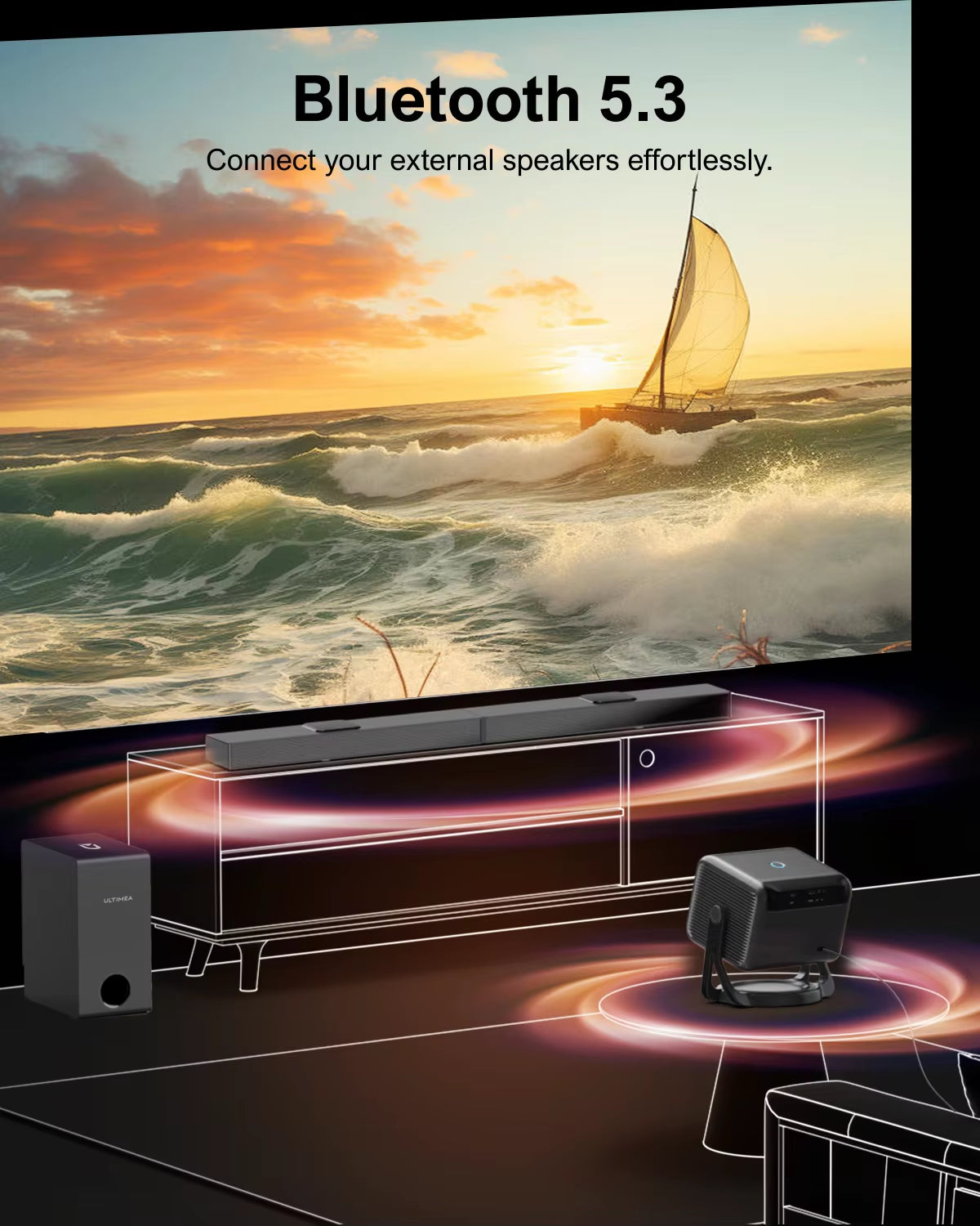 1080P Full HD Projector Portable with 90° Gimbal Smart Android 11.0 Projector 5G Wifi Bluetooth Home Theater Projectors