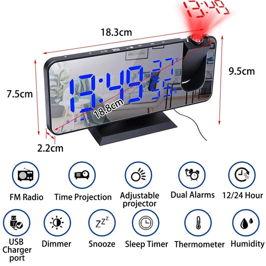 Led Projector Clocks Digital Electronic Alarm Clock Usb Wake Up Fm