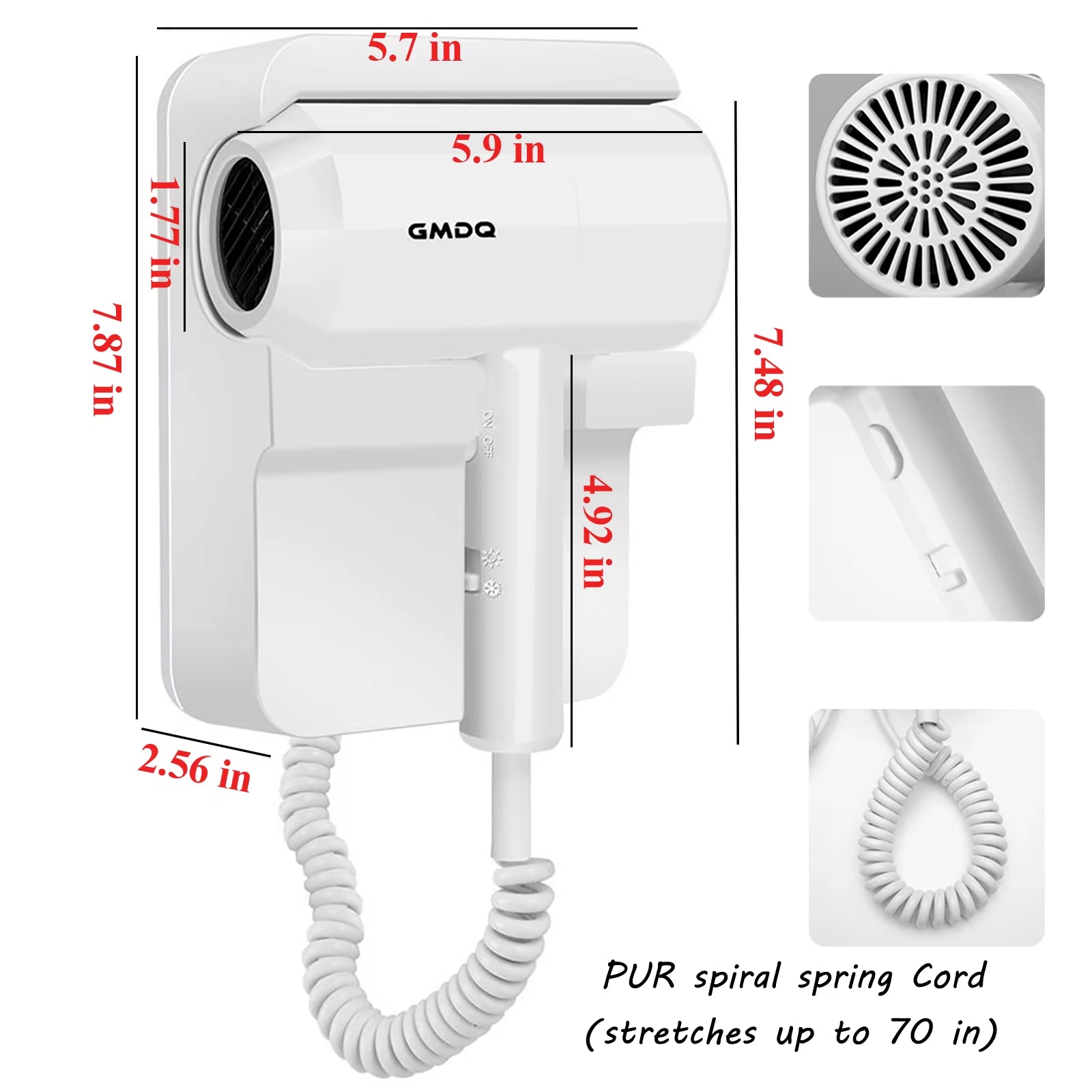 110V/220V Wall Mounted Hair Dryer Hotel Bathroom Hair Dryers Professional Constant Temperature Dryer with Holder Base