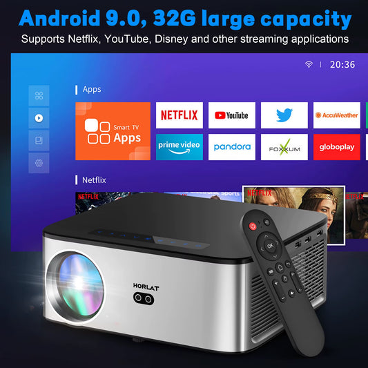 4K Video Projector Wifi 6 Bluetooth 5.0 1100ANSI Auto Focus 6D Keystone Outdoor Projector Portable Home Video Projector