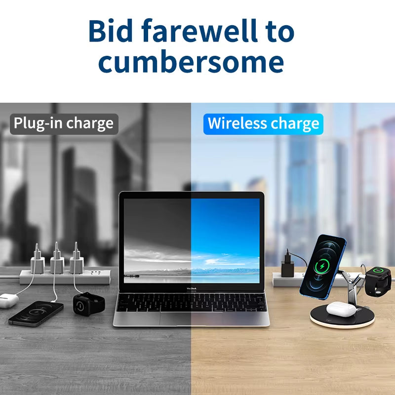 Magnetic 3 in 1 Wireless Charger 30W Fast Charging for Iphone 14 13 12 Pro Max Apple Watch Airpods Pro Charging Dock Station