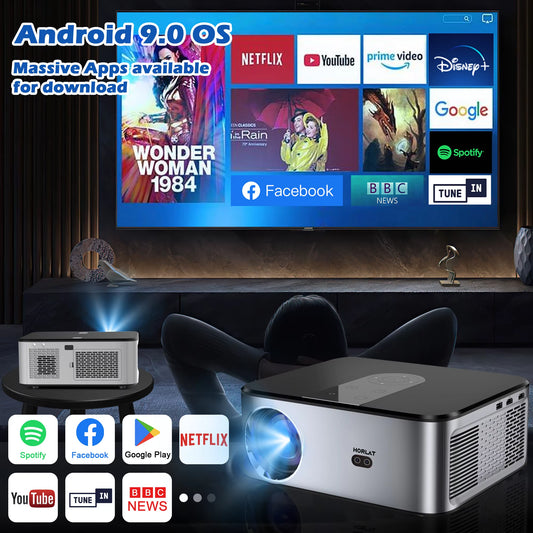 25000Lumens Android Beamer 4K LED Projector Full HD 1080P Video 2G 32G Home Theater Auto Focus 5G Wifi Portable Proyector