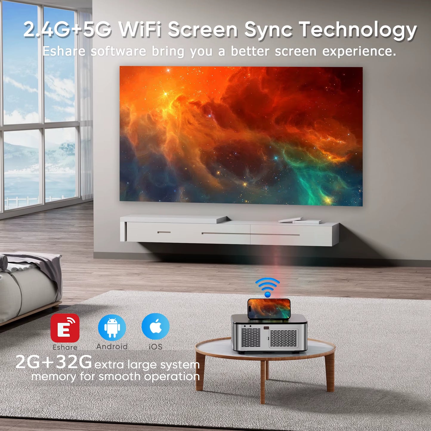 25000Lumens Android Beamer 4K LED Projector Full HD 1080P Video 2G 32G Home Theater Auto Focus 5G Wifi Portable Proyector