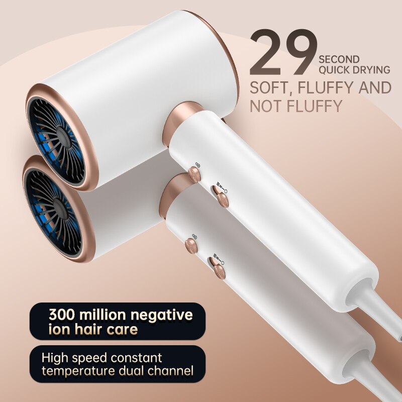 Hair Dryer, High Speed Electric Turbine Airflow, Low Noise, Constant