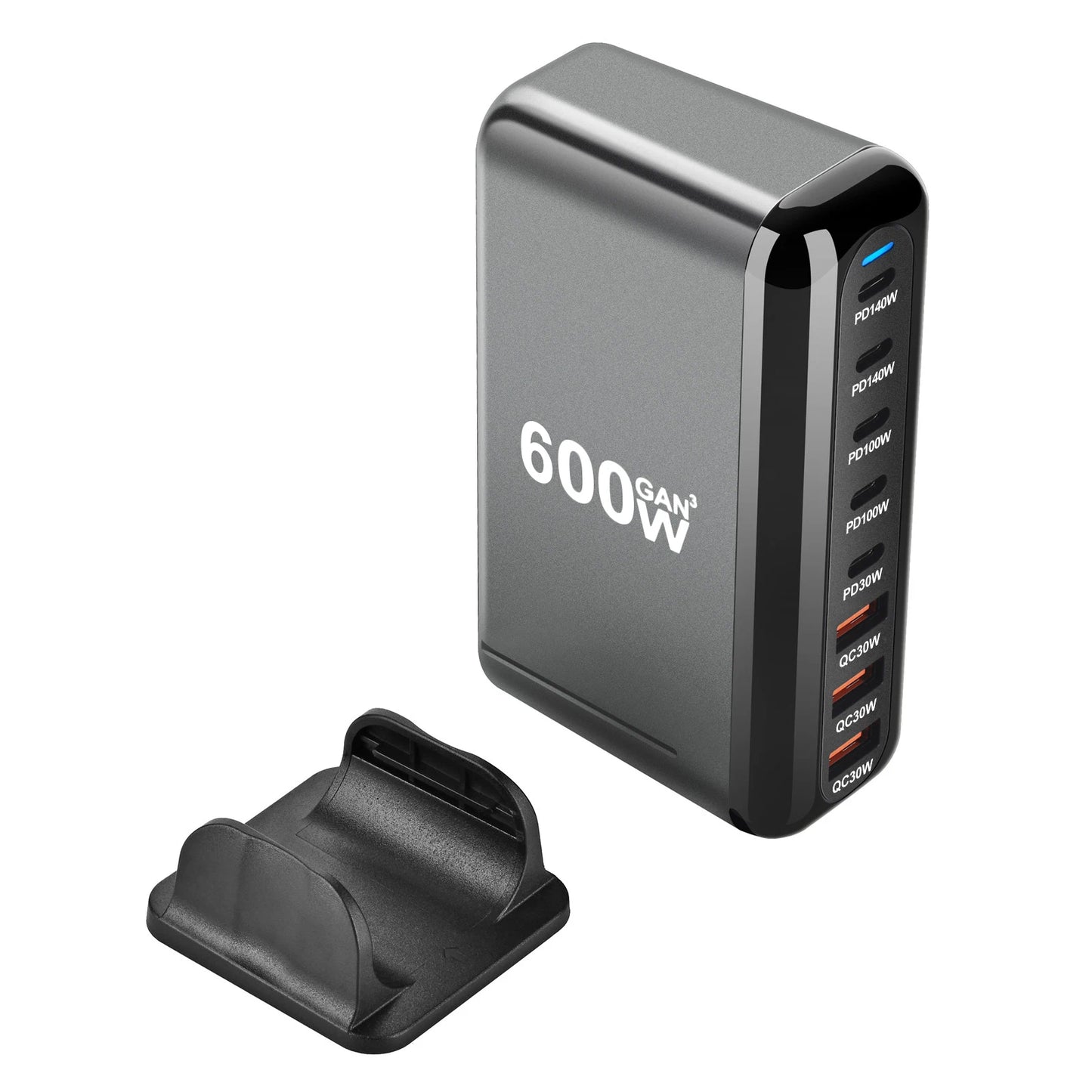 New 600W Gan Fast Charge 3.0 USB Type C Fast Charger with 8 Ports, 5C3A PD Charger for Phones and Tablets, Portable Design