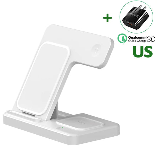 Fast 3 in 1 Wireless Charging Station Foldable Phone Wireless Charger Stand Pad for Iphone 16 15 14 13 12 Pro Airpods Iwatch 1-9