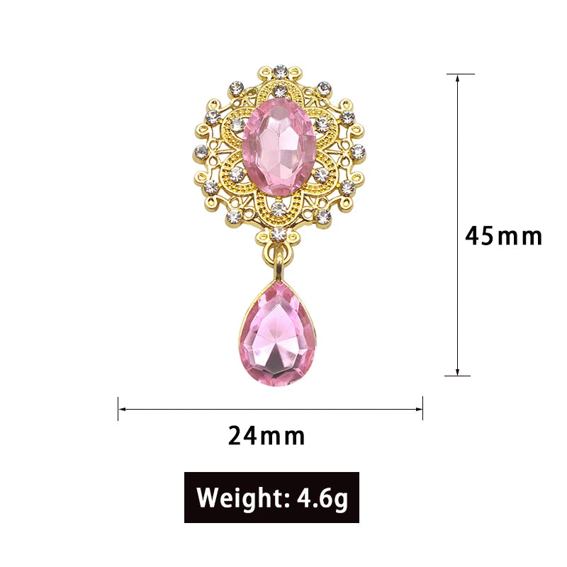 DIY Silver Accessories 5Pcs / Lot 25*45Mm Fashion Rhinestone Alloy Brooch Clothing Decoration Craft Supplies