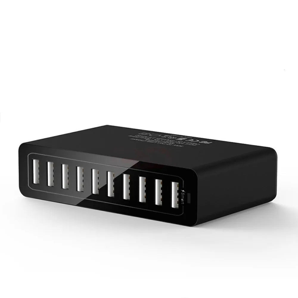 USB Charger 60W 10-Port Station Desktop USB Rapid Charger for Smart USB Charger for Multiple Devices Smart Phone Tablet Laptop