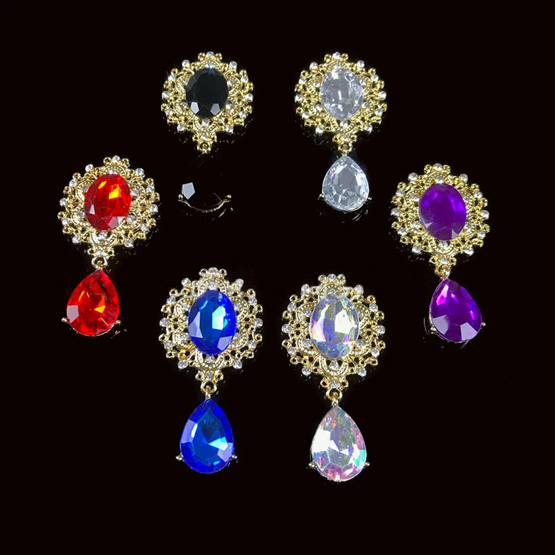 DIY Silver Accessories 5Pcs / Lot 25*45Mm Fashion Rhinestone Alloy Brooch Clothing Decoration Craft Supplies