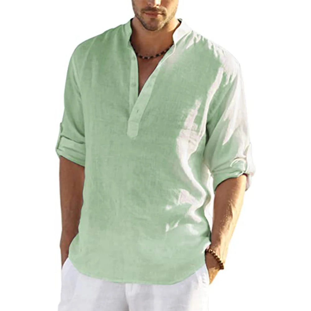 New Men's Casual Cotton Linen Shirt