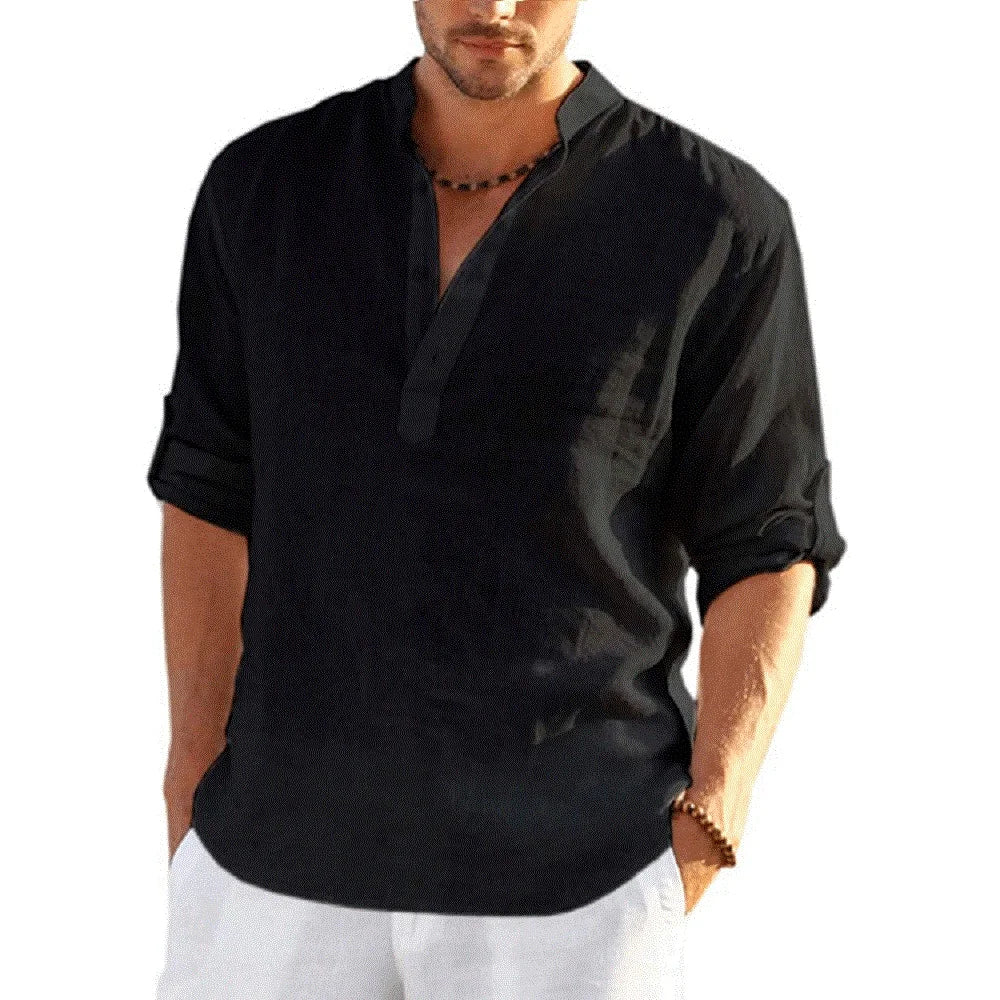 New Men's Casual Cotton Linen Shirt