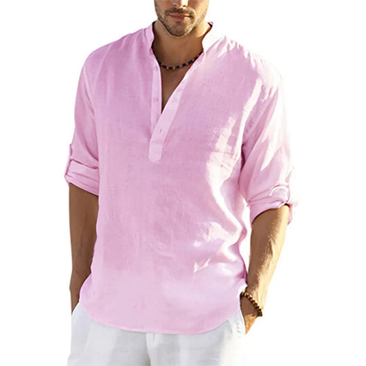 New Men's Casual Cotton Linen Shirt