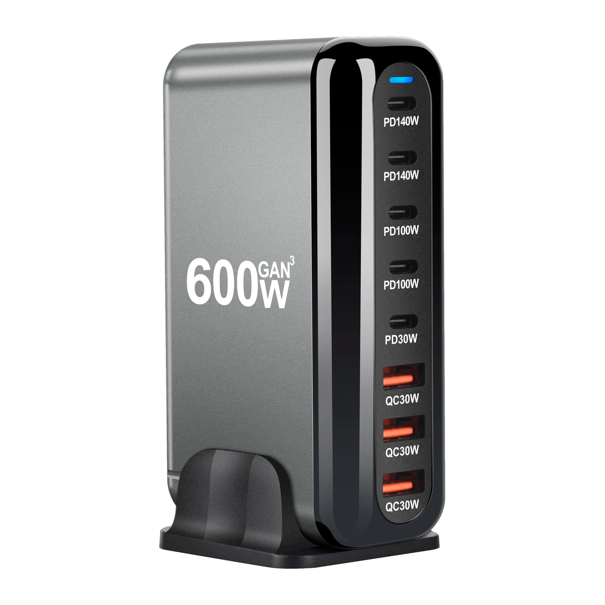 New 600W Gan Fast Charge 3.0 USB Type C Fast Charger with 8 Ports, 5C3A PD Charger for Phones and Tablets, Portable Design
