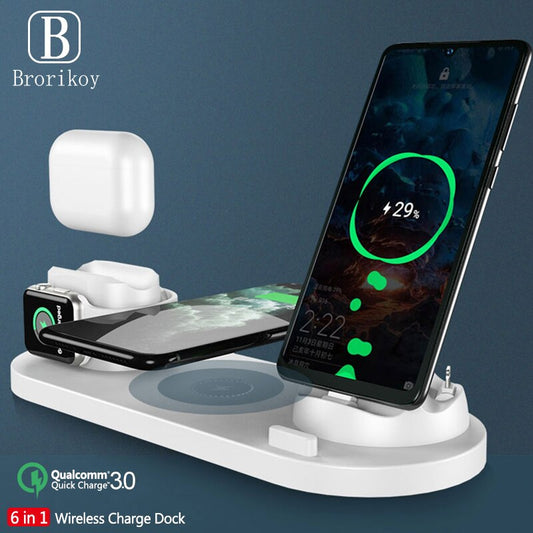6-in-1 10w Wireless Charger Base For Apple Watch Airpods