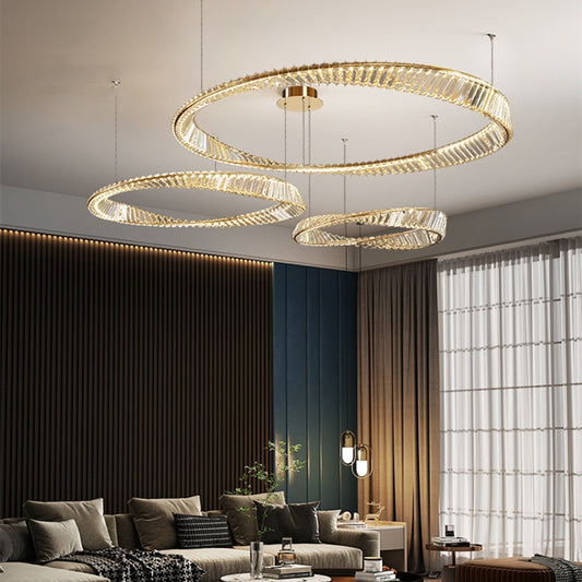 Modern Luxury Living Room Led Dimmable Chandelier Plated Steel Gold