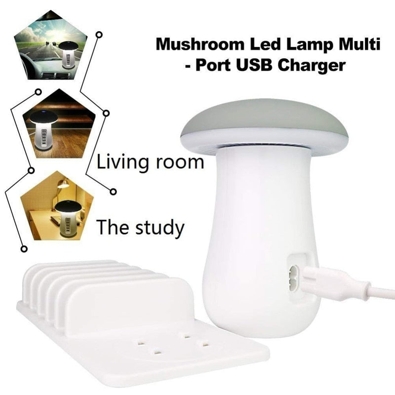 Multi Port Quick Charger 3.0 Mushroom Lamp QC3.0 Fast Charging for