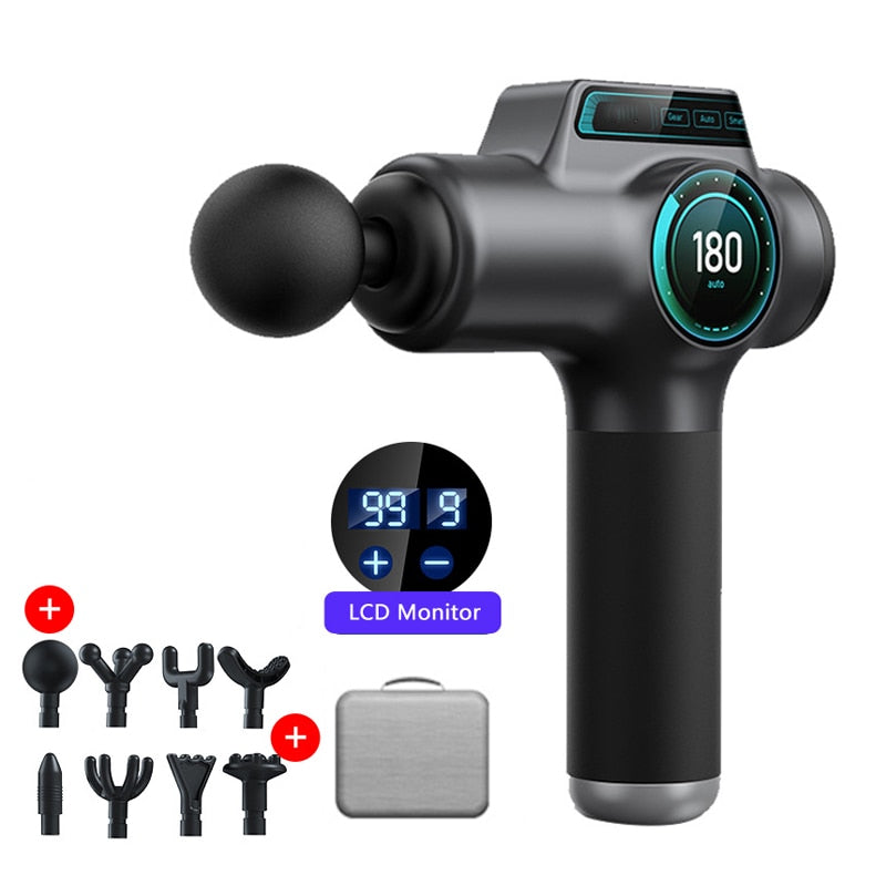 New Massage Gun Massager Lcd Screen 99gears 8heads Electric Fascia Gun