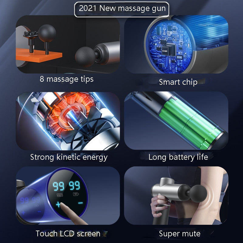 New Massage Gun Massager Lcd Screen 99gears 8heads Electric Fascia Gun