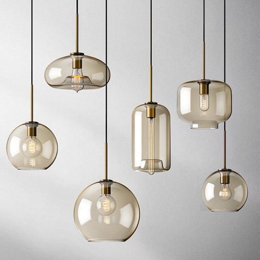 Nordic Modern Hanging Loft Glass Lustre Pendant Light Industrial Decor