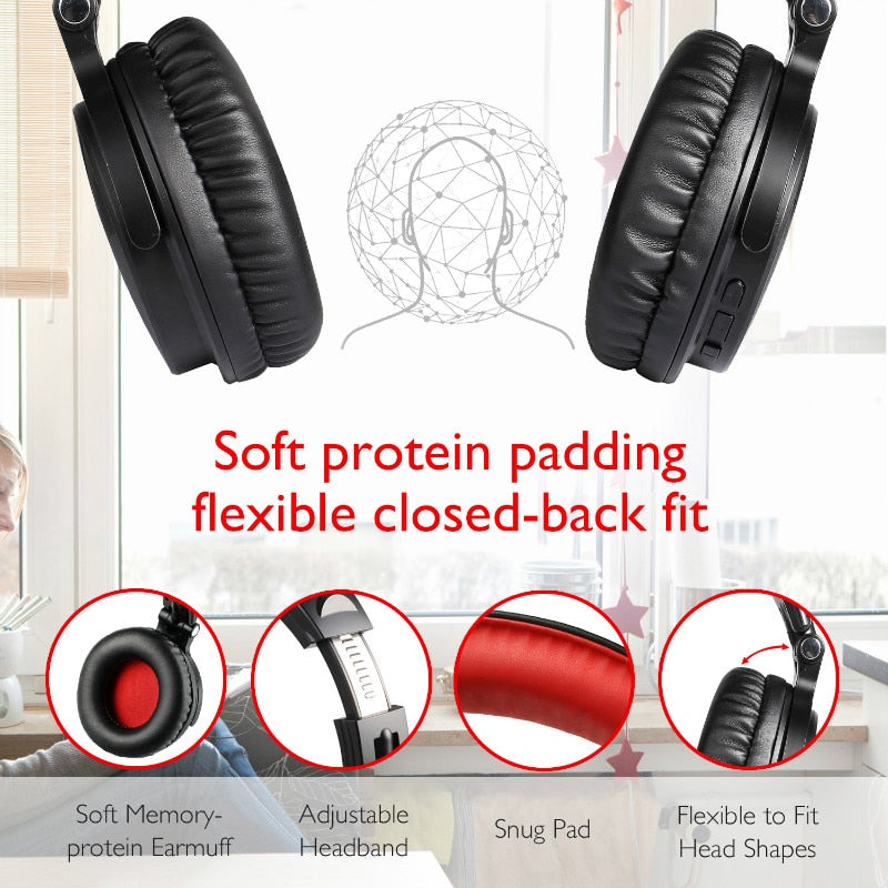 Oneodio Wireless 5.2 Headphones 110Hrs + Stereo Wired Gaming