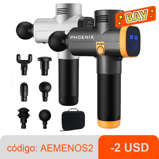 Percussion Massage Gun Phoenix A2 Body Massager Electric 6 Heads Pistol Massager Phoenix