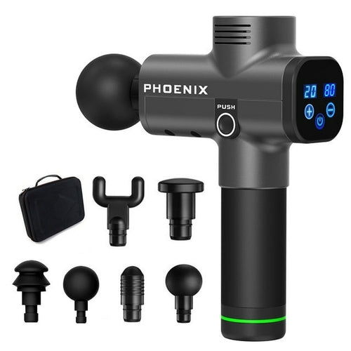 Phoenix A2 Black Massage Gun Electric Body Massage 6 Head LCD Phoenix