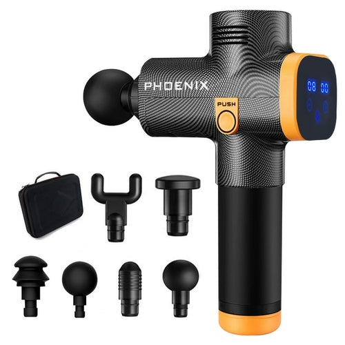Phoenix A2 Black Massage Gun Electric Body Massage 6 Head LCD Phoenix