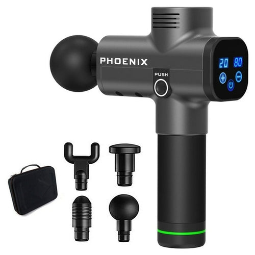 Phoenix A2 Black Massage Gun Electric Body Massage 6 Head LCD Phoenix