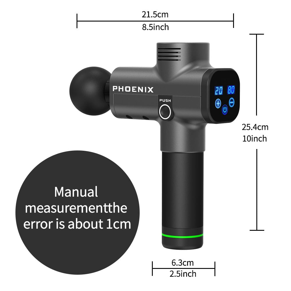 Phoenix A2 Black Massage Gun Electric Body Massage 6 Head LCD Phoenix