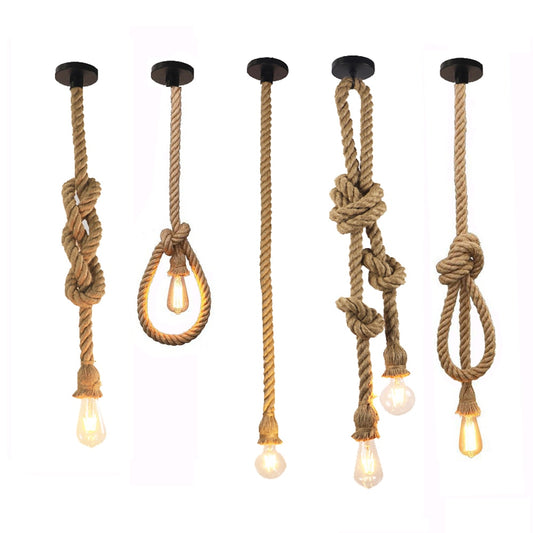 Retro Vintage Hemp Rope Pendant Light American Industrial Hanging