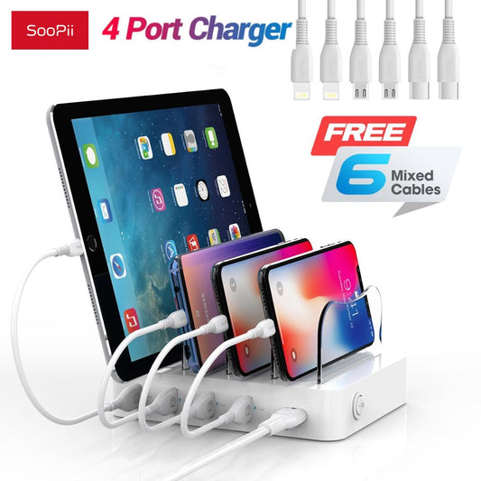 Charging Station For Multiple Devices 4-port Charger