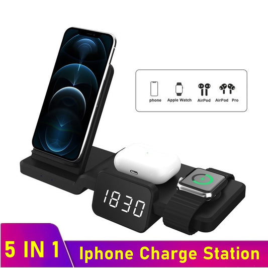 Tongdaytech 5in1 Qi Wireless Charger For Apple Watch 6 5 4 3 2 1 Fast