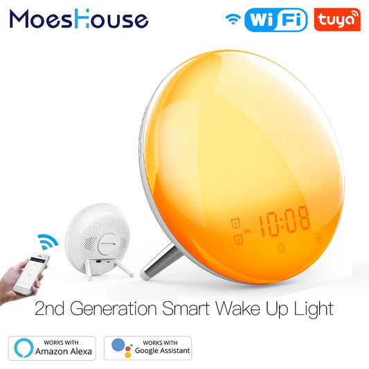 WiFi Smart Wake Up Light Workday Alarm Clock with 7 Colors